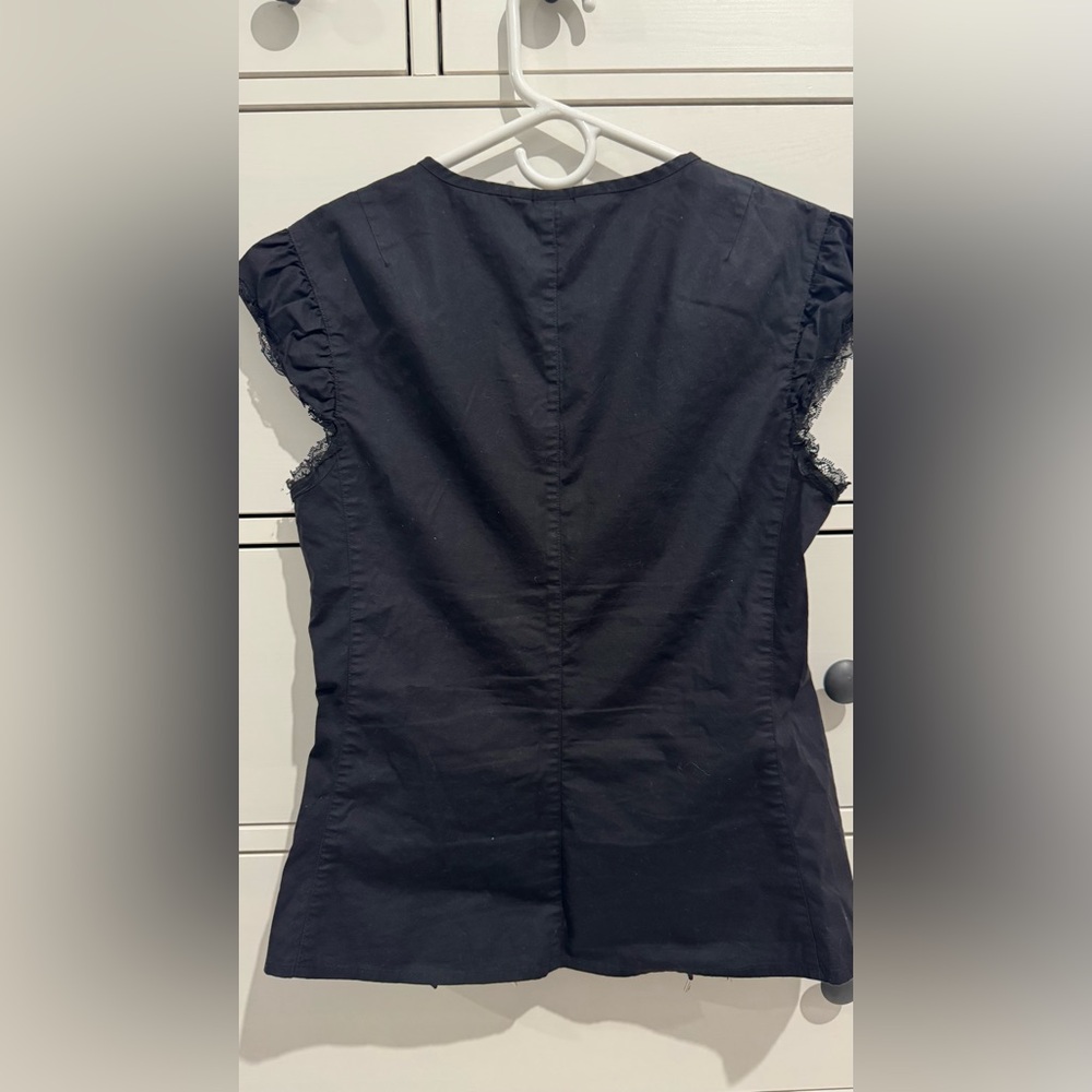 Moda International Black Lace-Up Blouse - Picture 2 of 2